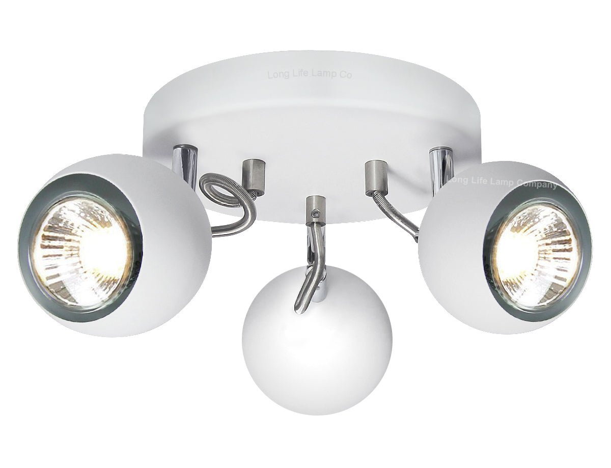 Matt White 3 Way Adjustable Eyeball Ceiling Spotlight GU10 - Energy Light Bulbs - Free delivery on all orders