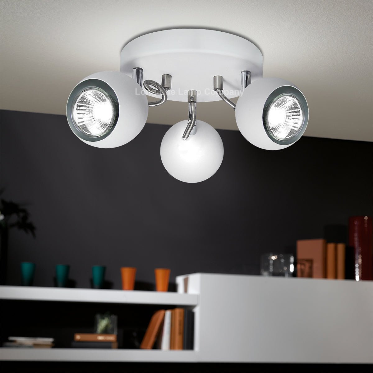 Matt White 3 Way Adjustable Eyeball Ceiling Spotlight GU10 - Energy Light Bulbs - Free delivery on all orders