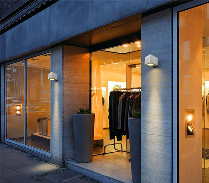 Matt White Finish Mini Cube Single Outdoor Wall Light Fixture GU10 - Energy Light Bulbs - Free delivery on all orders