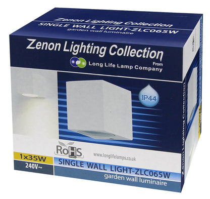 Matt White Finish Mini Cube Single Outdoor Wall Light Fixture GU10 - Energy Light Bulbs - Free delivery on all orders