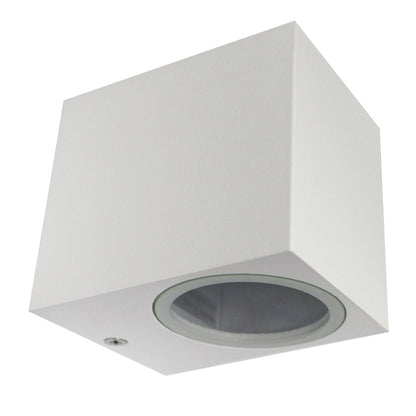 Matt White Finish Mini Cube Single Outdoor Wall Light Fixture GU10 - Energy Light Bulbs - Free delivery on all orders