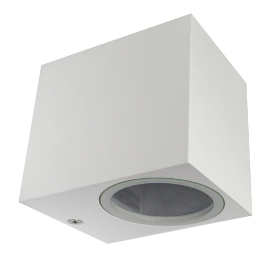Matt White Finish Mini Cube Single Outdoor Wall Light Fixture GU10 - Energy Light Bulbs - Free delivery on all orders