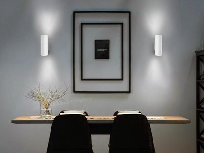 Matt White Finish Stainless Steel Up Down Wall Light GU10 IP20 Indoor Use - Energy Light Bulbs - Free delivery on all orders