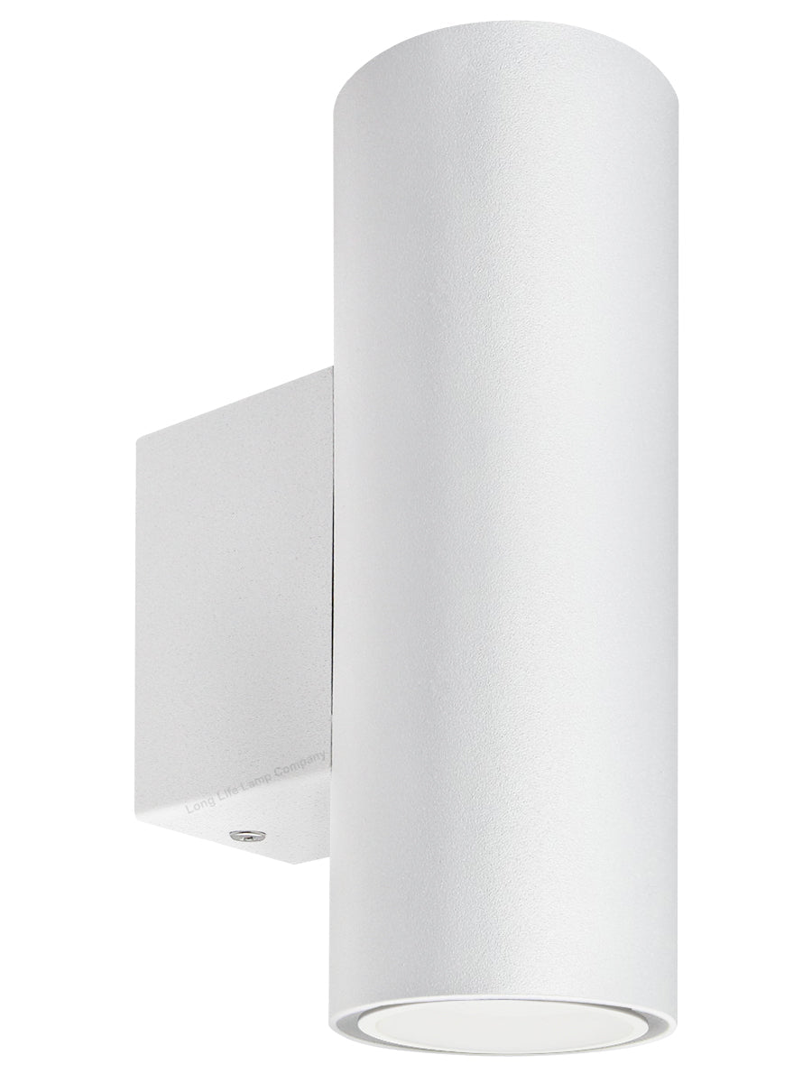 Matt White Finish Stainless Steel Up Down Wall Light GU10 IP20 Indoor Use - Energy Light Bulbs - Free delivery on all orders
