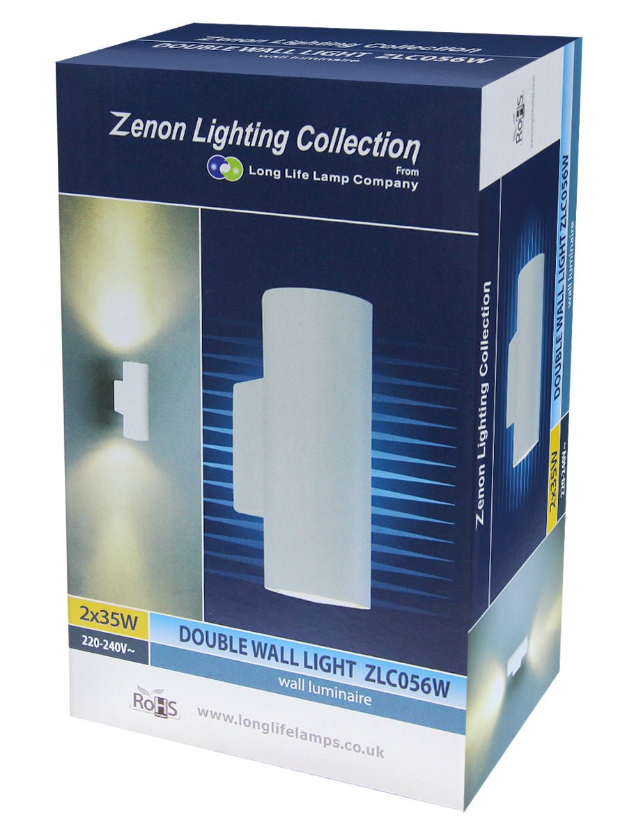 Matt White Finish Stainless Steel Up Down Wall Light GU10 IP20 Indoor Use - Energy Light Bulbs - Free delivery on all orders