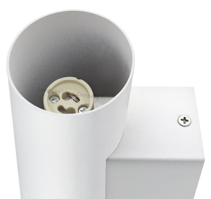 Matt White Finish Stainless Steel Up Down Wall Light GU10 IP20 Indoor Use - Energy Light Bulbs - Free delivery on all orders