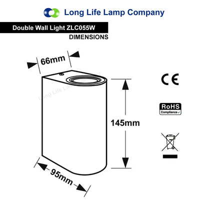 Matt White LED Modern Double Outdoor Wall Light Up/Down Garden Light - Energy Light Bulbs - Free delivery on all orders