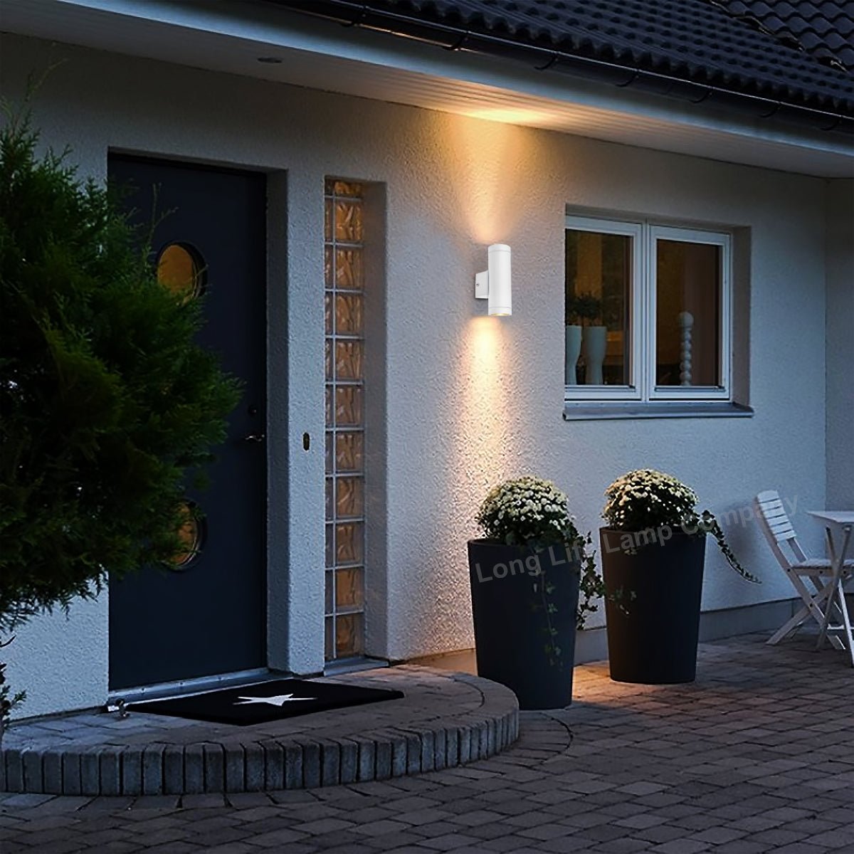 Matt White Stainless Steel Double Outdoor Wall Light - Energy Light Bulbs - Free delivery on all orders