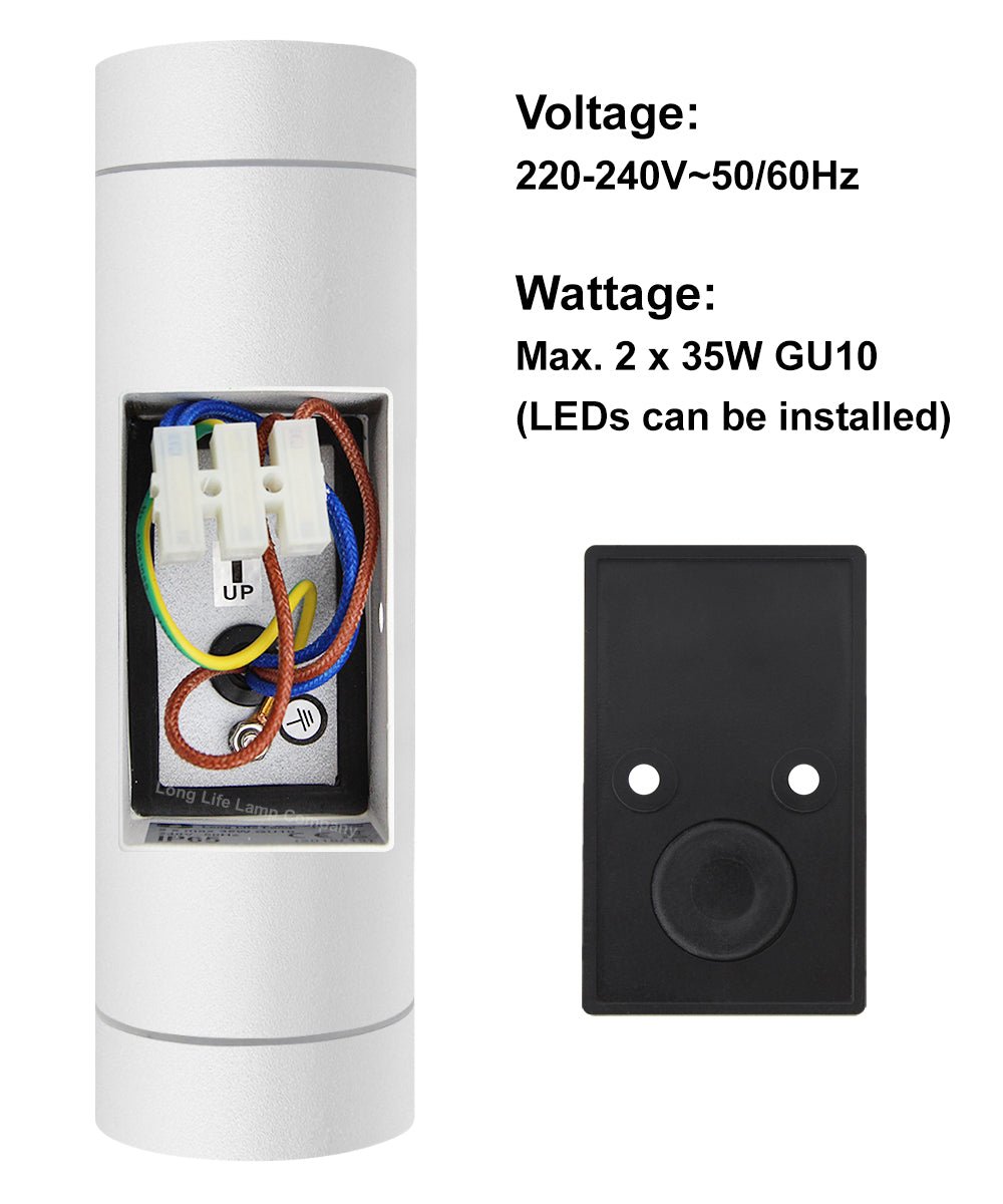 Matt White Stainless Steel Double Outdoor Wall Light - Energy Light Bulbs - Free delivery on all orders