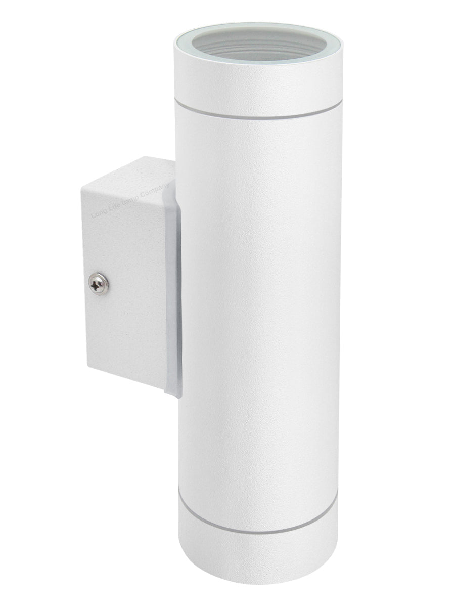 Matt White Stainless Steel Double Outdoor Wall Light - Energy Light Bulbs - Free delivery on all orders