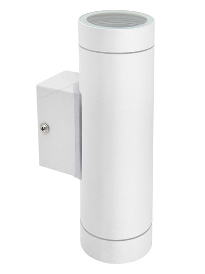 Matt White Stainless Steel Double Outdoor Wall Light - Energy Light Bulbs - Free delivery on all orders