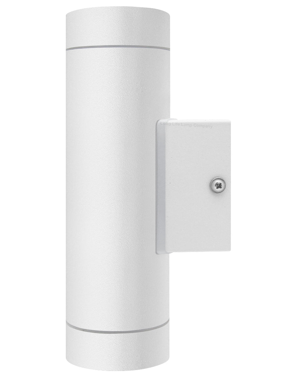 Matt White Stainless Steel Double Outdoor Wall Light - Energy Light Bulbs - Free delivery on all orders
