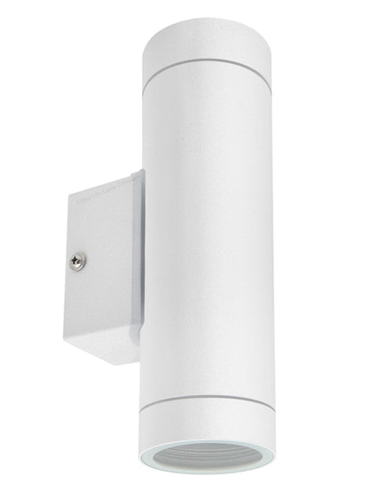 Matt White Stainless Steel Double Outdoor Wall Light - Energy Light Bulbs - Free delivery on all orders