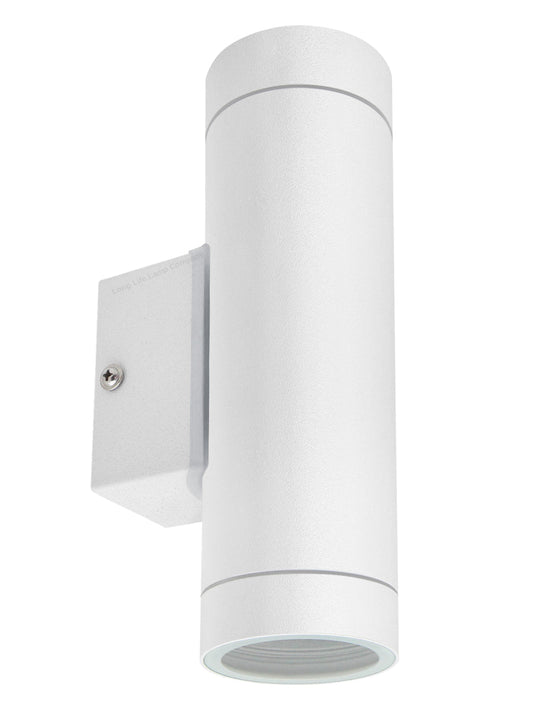 Matt White Stainless Steel Double Outdoor Wall Light - Energy Light Bulbs - Free delivery on all orders