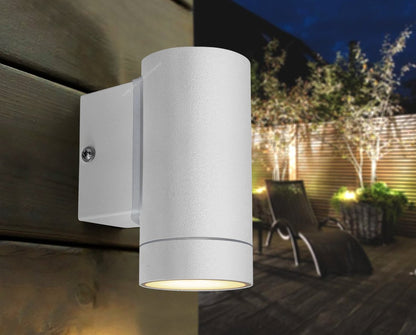 Matt White Stainless Steel Outdoor Wall Light IP65 - Energy Light Bulbs - Free delivery on all orders
