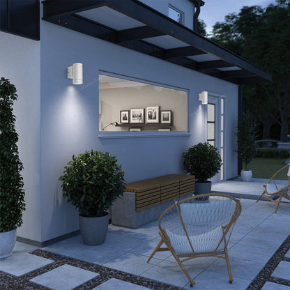 Matt White Stainless Steel Outdoor Wall Light IP65 - Energy Light Bulbs - Free delivery on all orders