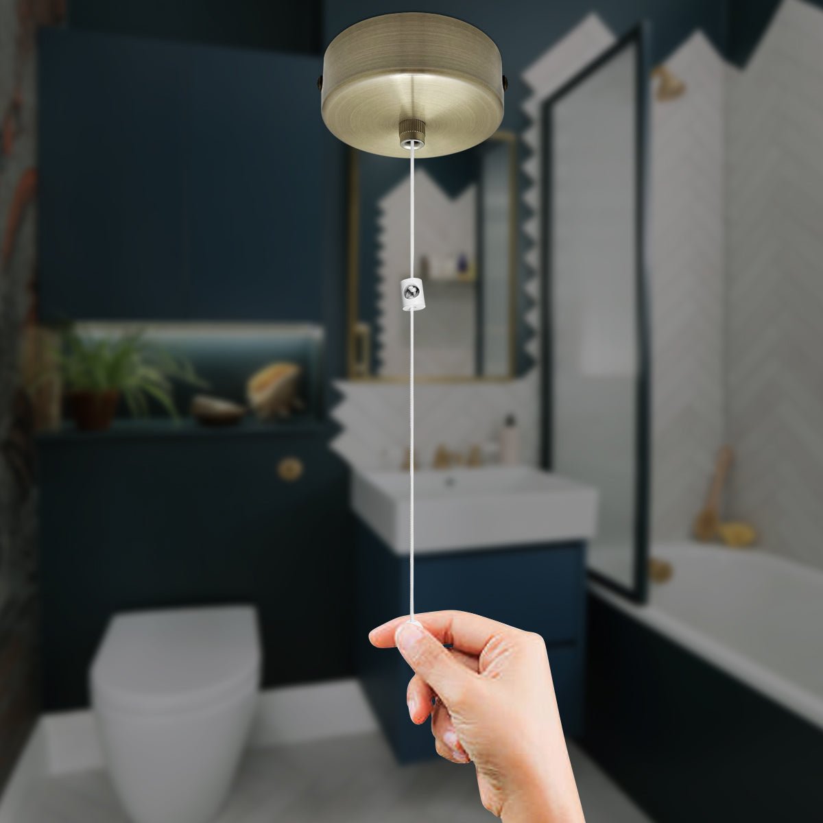 Metal Ceiling Pull Cord Light Switch 1 Way 6A Antique Brass - Energy Light Bulbs - Free delivery on all orders