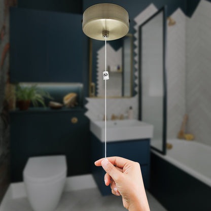 Metal Ceiling Pull Cord Light Switch 1 Way 6A Antique Brass - Energy Light Bulbs - Free delivery on all orders