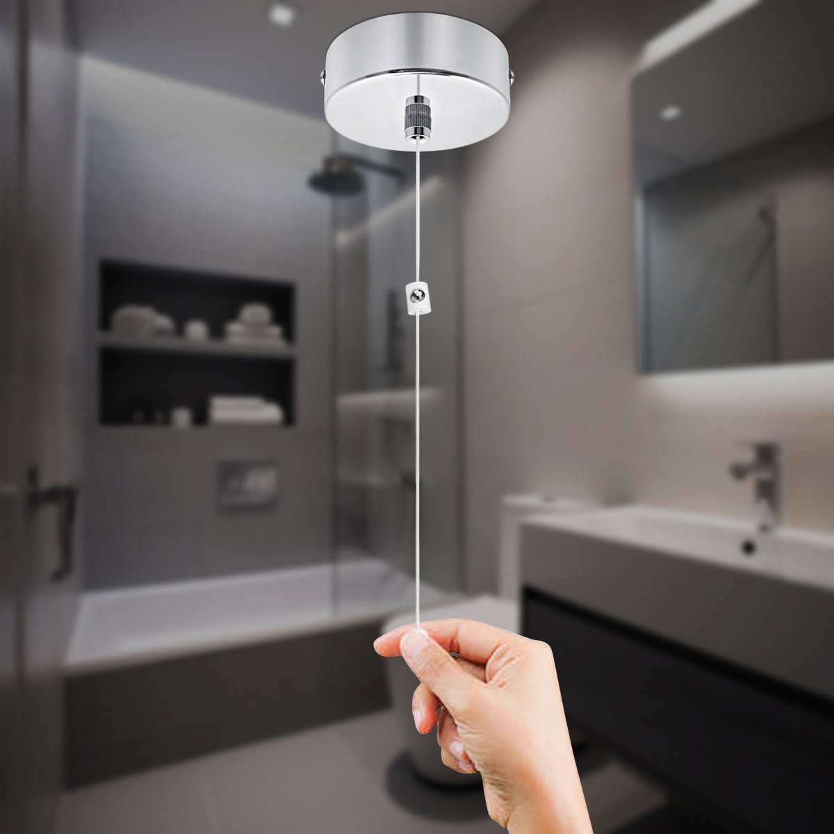 Metal Ceiling Pull Cord Light Switch 1 Way 6A Chrome - Energy Light Bulbs - Free delivery on all orders