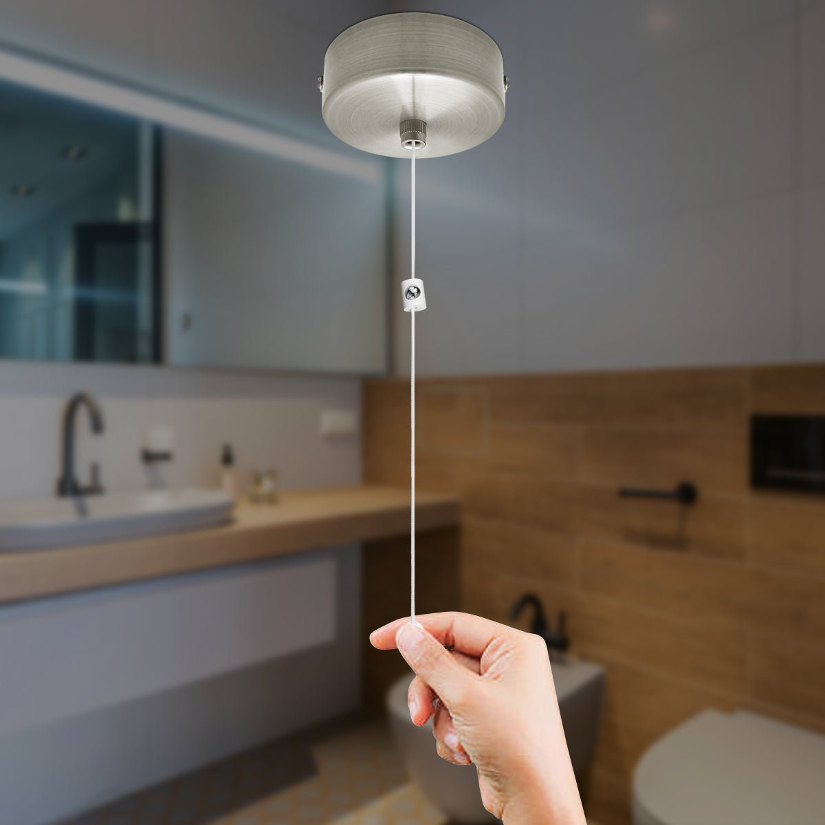 Metal Ceiling Pull Cord Light Switch 1Way 6A Brushed Chrome - Energy Light Bulbs - Free delivery on all orders