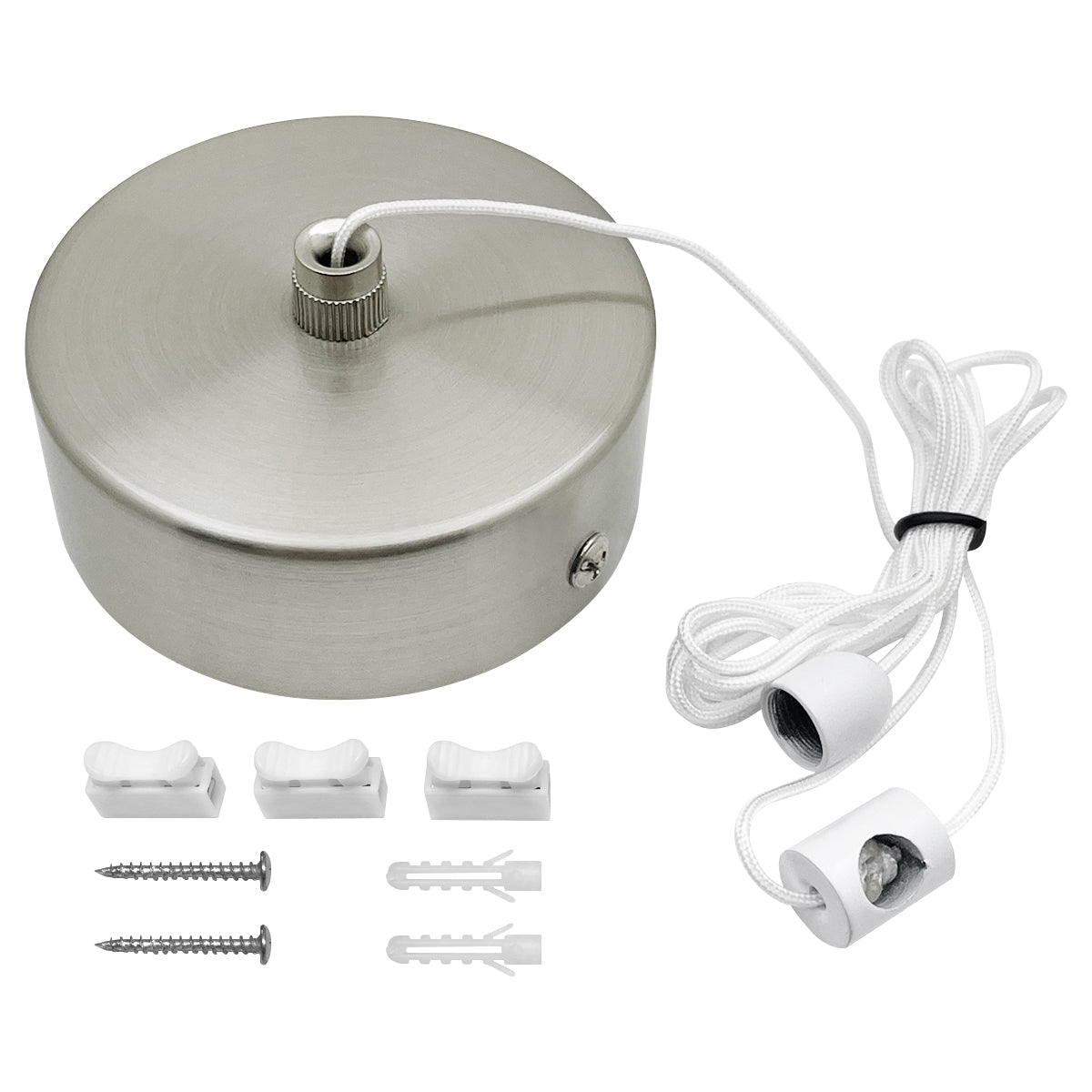 Metal Ceiling Pull Cord Light Switch 1Way 6A Brushed Chrome - Energy Light Bulbs - Free delivery on all orders