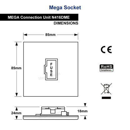 Metal Gloss Brushed Chrome 13A Fused Spur Connection Unit Screwless Plate Finish - Energy Light Bulbs - Free delivery on all orders