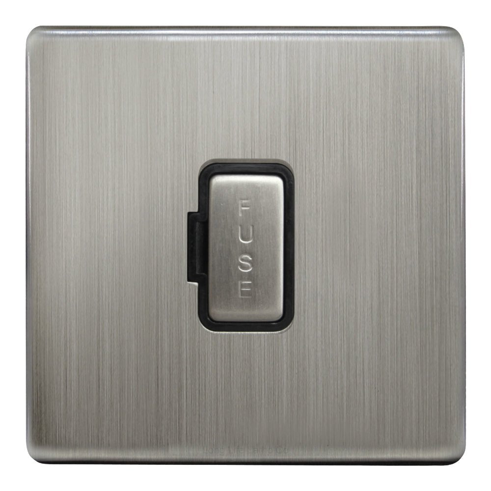 Metal Gloss Brushed Chrome 13A Fused Spur Connection Unit Screwless Plate Finish - Energy Light Bulbs - Free delivery on all orders