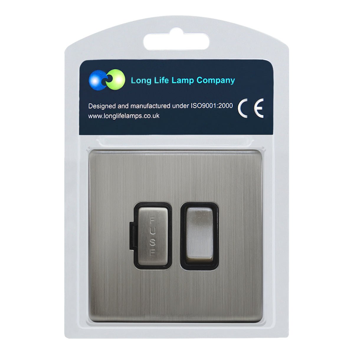 Metal Gloss Brushed Chrome 13A Switched Fused Spur Connection Unit Screwless Plate Finish - Energy Light Bulbs - Free delivery on all orders