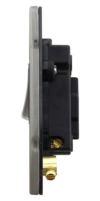 Metal Gloss Brushed Chrome 13A Switched Fused Spur Connection Unit Screwless Plate Finish - Energy Light Bulbs - Free delivery on all orders