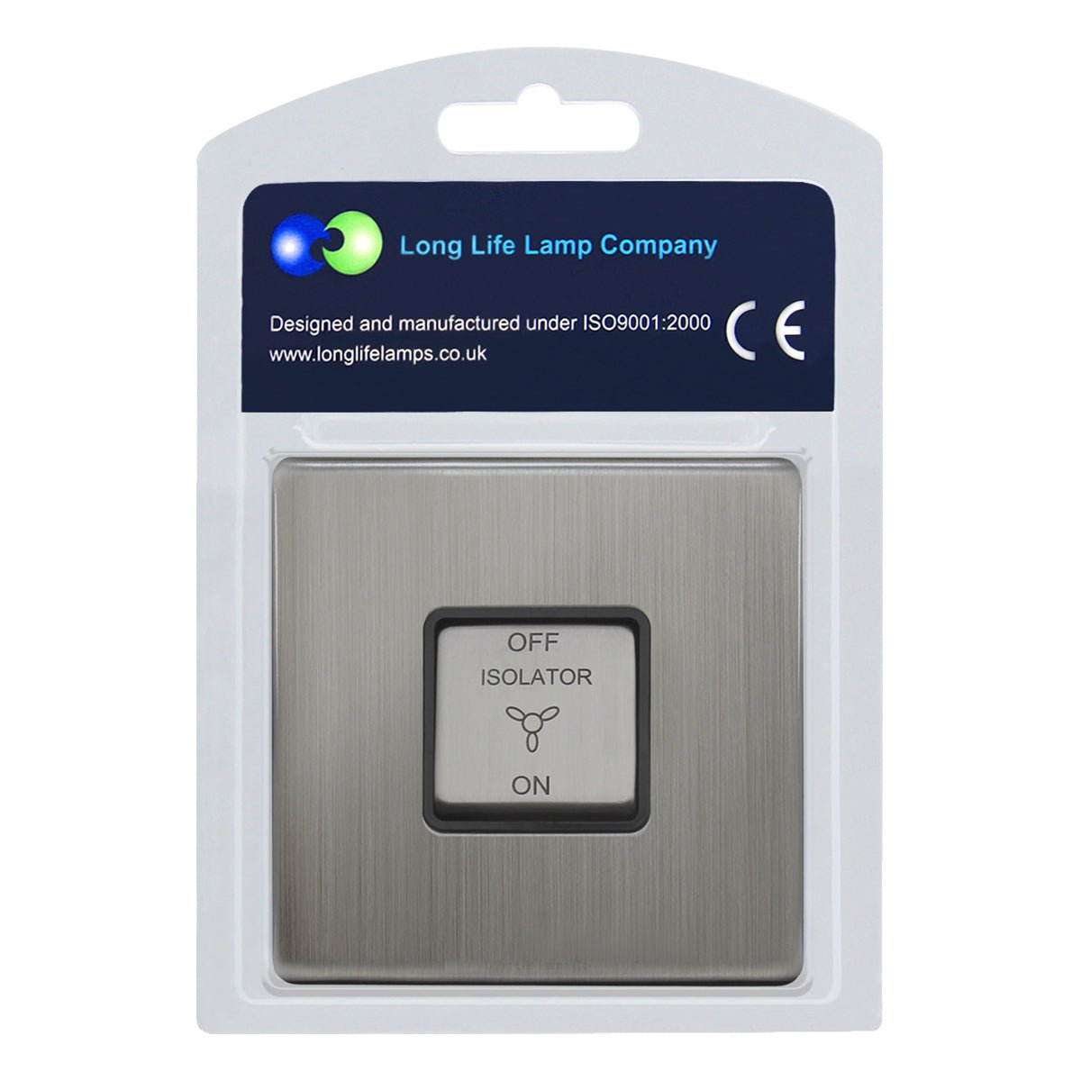 Metal Gloss Brushed Chrome Fan Isolator Switch 10A Screwless Finish - Energy Light Bulbs - Free delivery on all orders