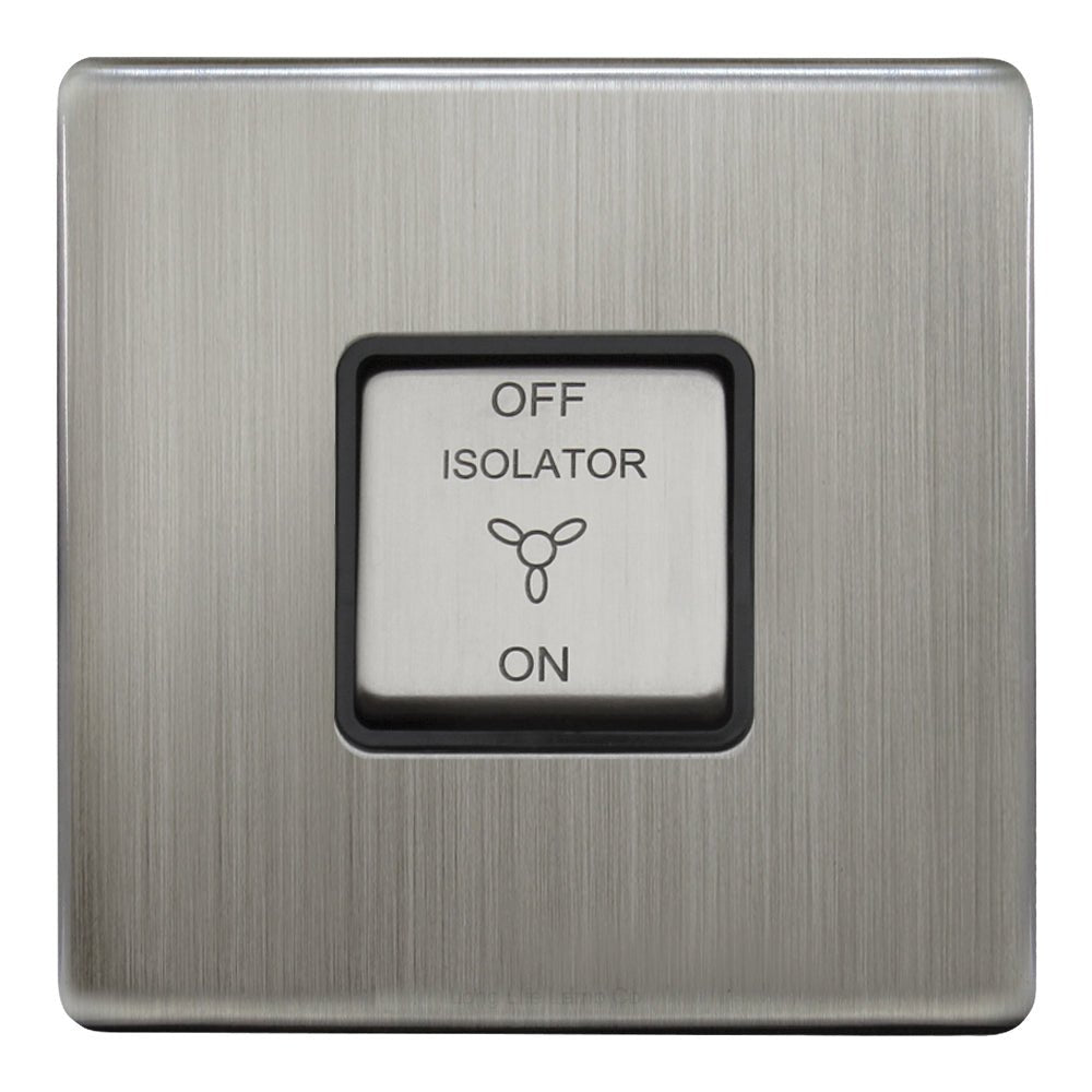 Metal Gloss Brushed Chrome Fan Isolator Switch 10A Screwless Finish - Energy Light Bulbs - Free delivery on all orders