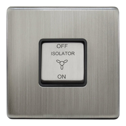 Metal Gloss Brushed Chrome Fan Isolator Switch 10A Screwless Finish - Energy Light Bulbs - Free delivery on all orders
