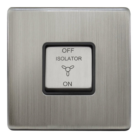 Metal Gloss Brushed Chrome Fan Isolator Switch 10A Screwless Finish - Energy Light Bulbs - Free delivery on all orders