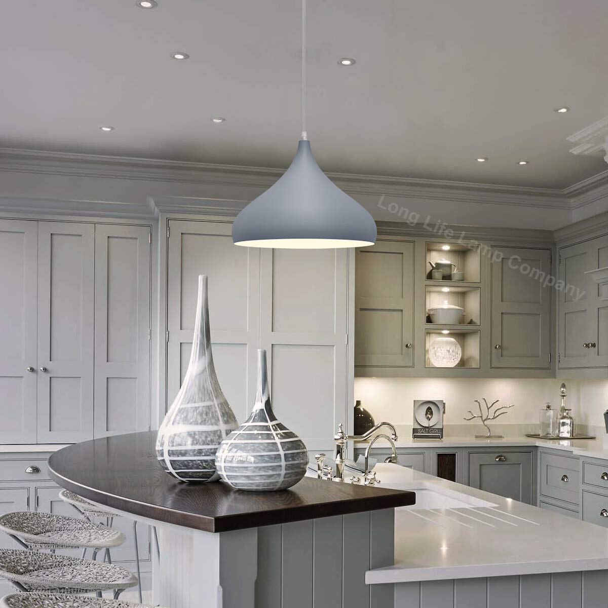 Metal Grey White Ceiling Light Shade Modern Contemporary - Energy Light Bulbs - Free delivery on all orders