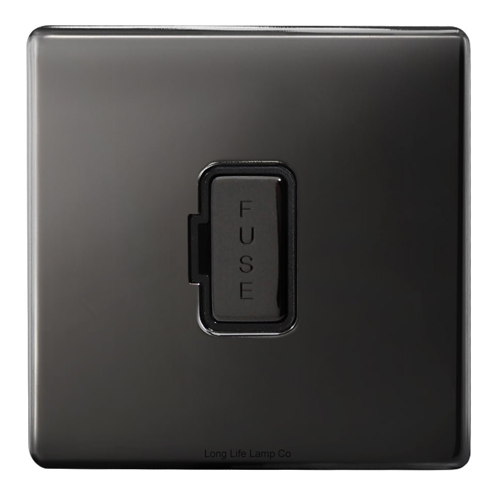 Metal Polish Black Nickel 13A Fused Spur Connection Unit Screwless Plate Finish N416GME - Energy Light Bulbs - Free delivery on all orders