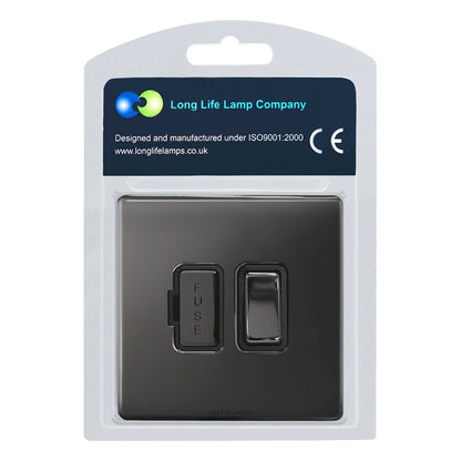 Metal Polish Black Nickel 13A Switched Fused Spur Connection Unit Screwless Plate Finish - Energy Light Bulbs - Free delivery on all orders