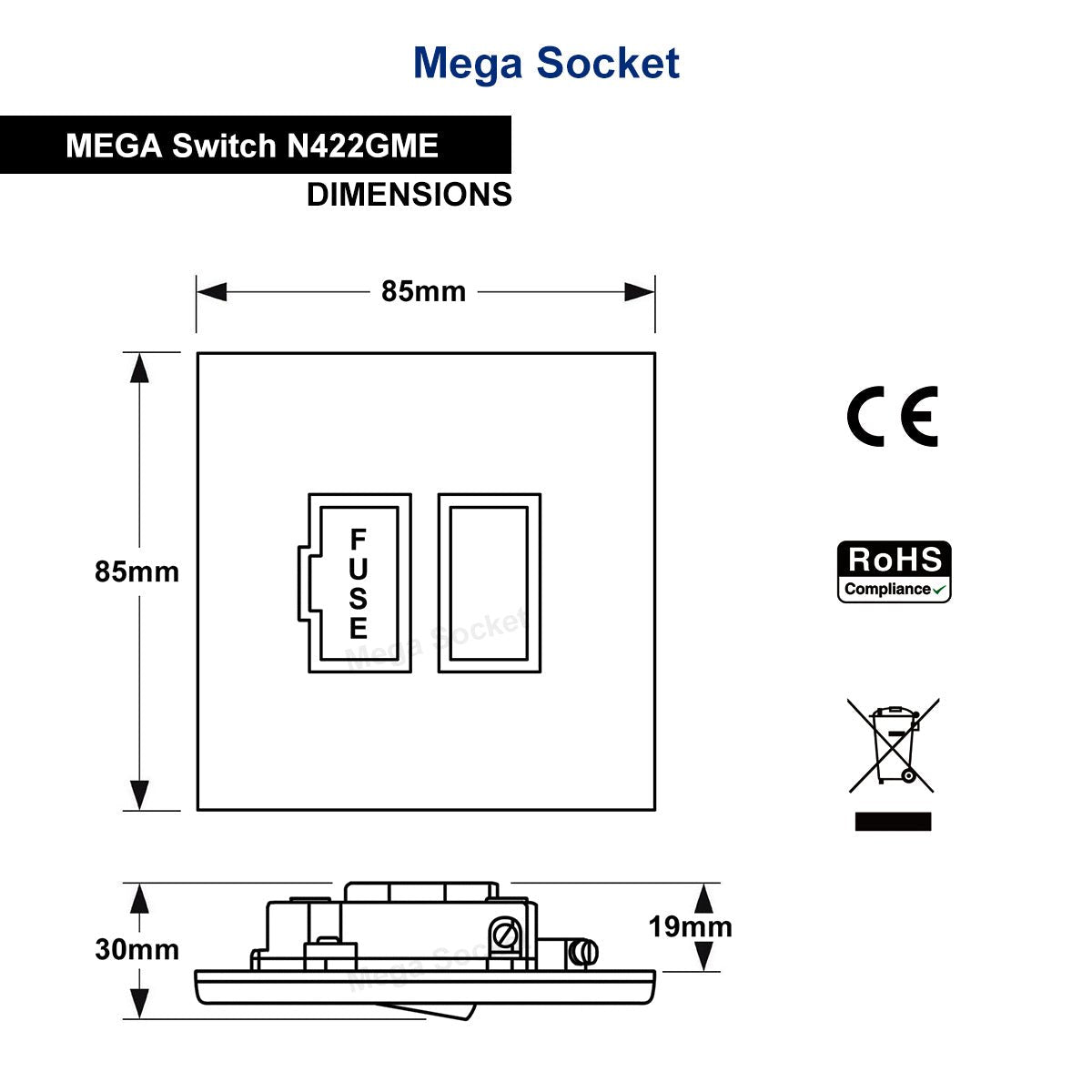 Metal Polish Black Nickel 13A Switched Fused Spur Connection Unit Screwless Plate Finish - Energy Light Bulbs - Free delivery on all orders