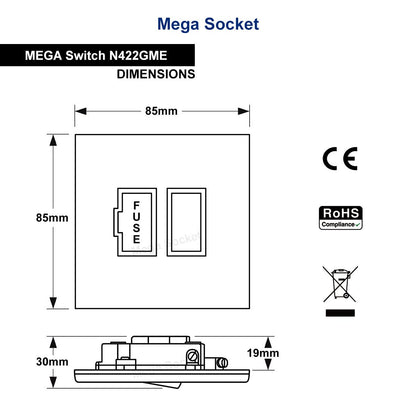 Metal Polish Black Nickel 13A Switched Fused Spur Connection Unit Screwless Plate Finish - Energy Light Bulbs - Free delivery on all orders