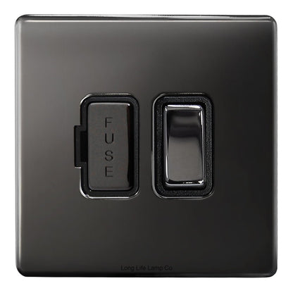Metal Polish Black Nickel 13A Switched Fused Spur Connection Unit Screwless Plate Finish - Energy Light Bulbs - Free delivery on all orders