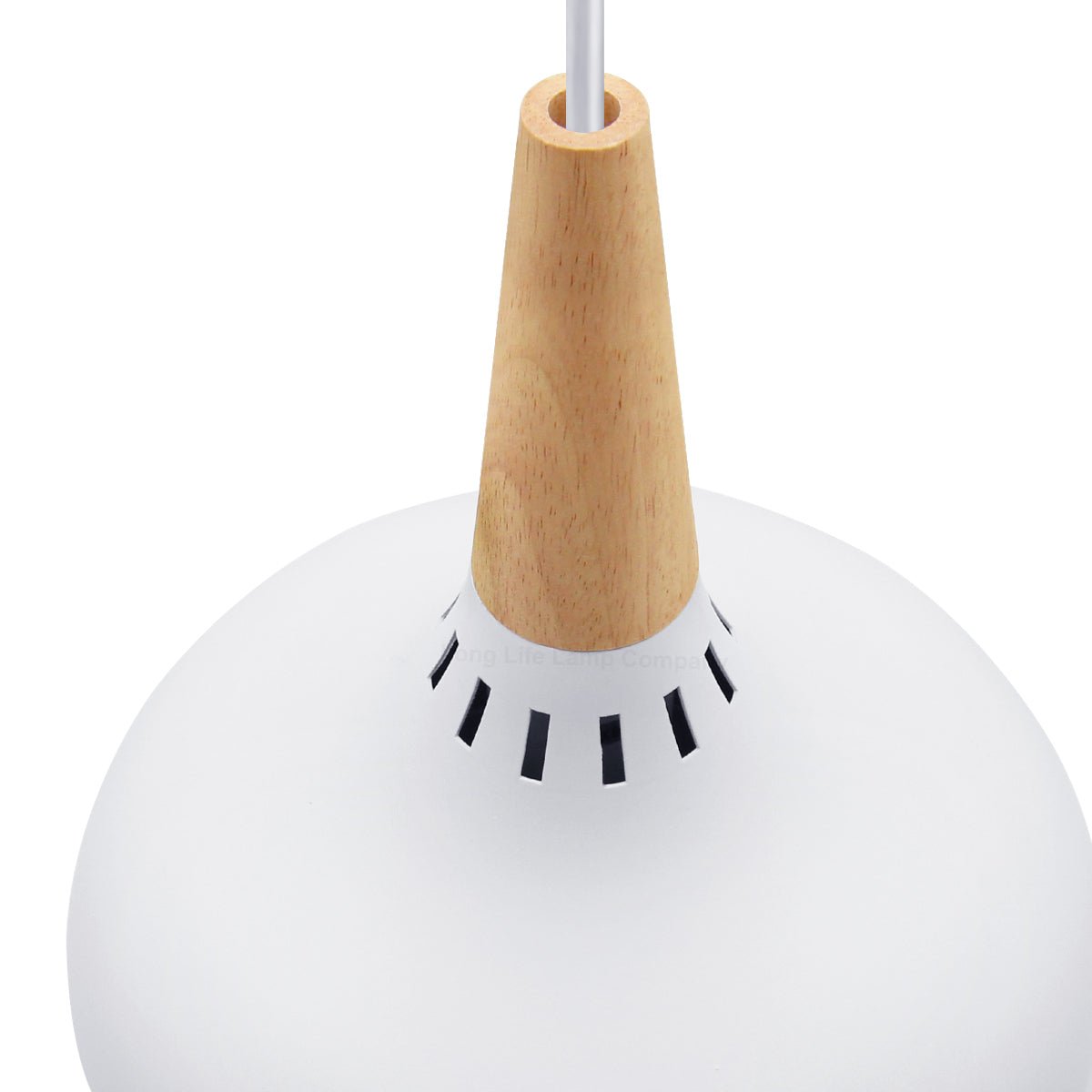 Metal Vintage White Ceiling Light Shade Dome Retro Hanging Pendant Light Wood Fitting - Energy Light Bulbs - Free delivery on all orders