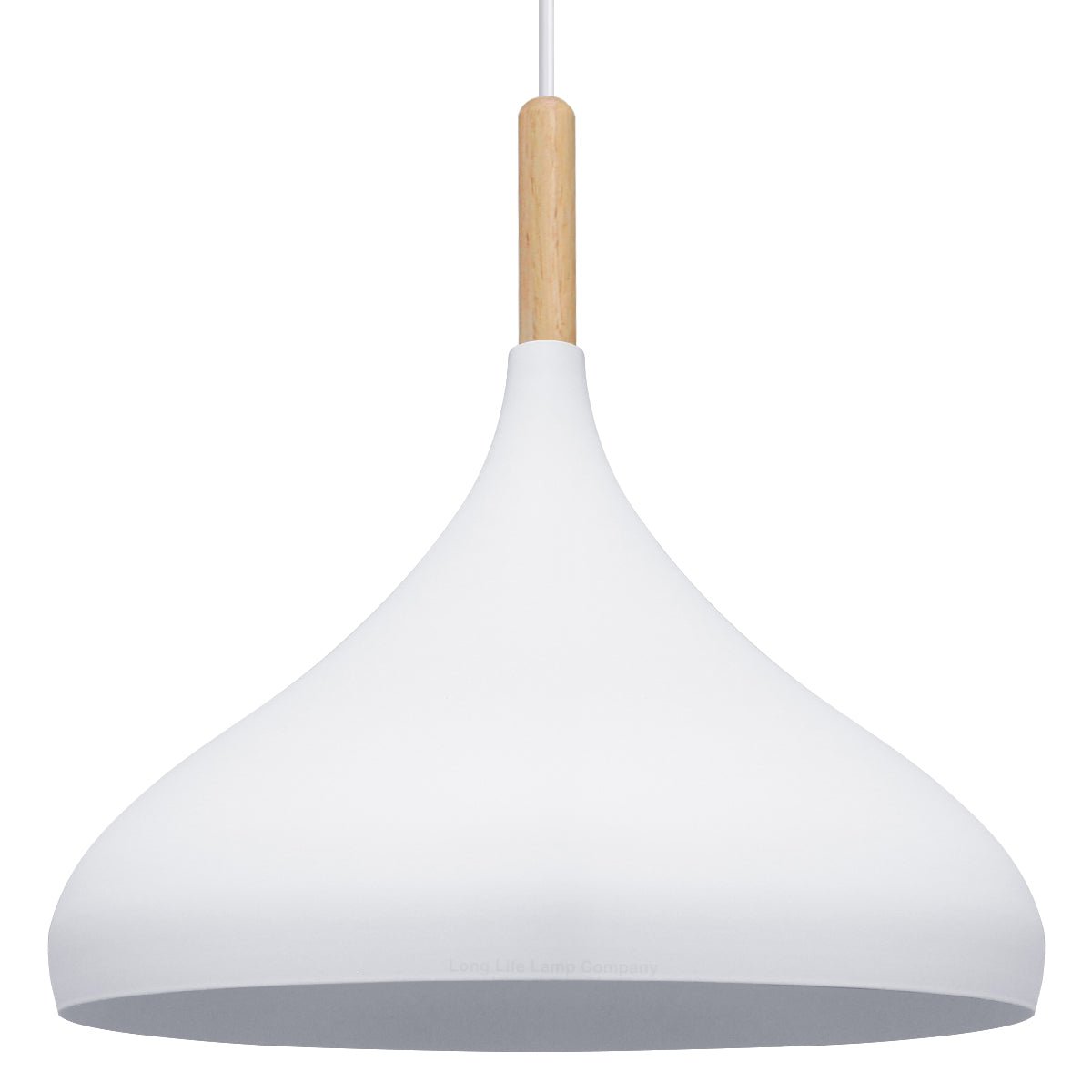 Metal Vintage White Ceiling Light Shade Retro Hanging Pendant Light Wood Fitting - Energy Light Bulbs - Free delivery on all orders