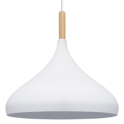 Metal Vintage White Ceiling Light Shade Retro Hanging Pendant Light Wood Fitting - Energy Light Bulbs - Free delivery on all orders