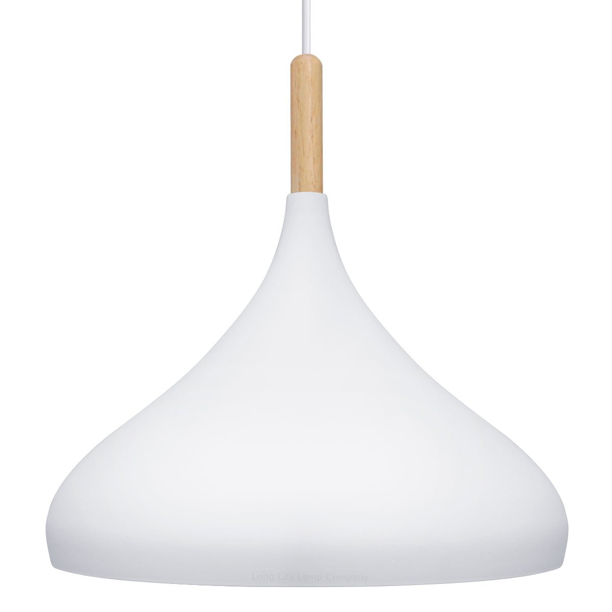 Metal Vintage White Ceiling Light Shade Retro Hanging Pendant Light Wood Fitting - Energy Light Bulbs - Free delivery on all orders