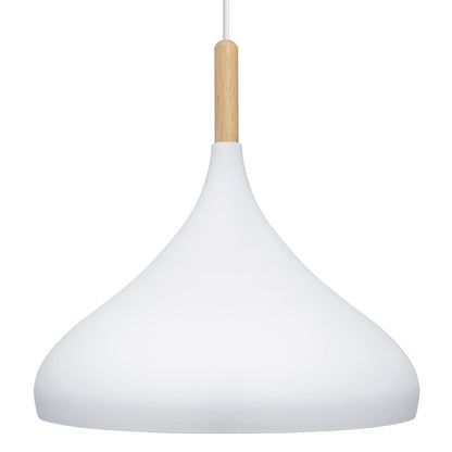 Metal Vintage White Ceiling Light Shade Retro Hanging Pendant Light Wood Fitting - Energy Light Bulbs - Free delivery on all orders