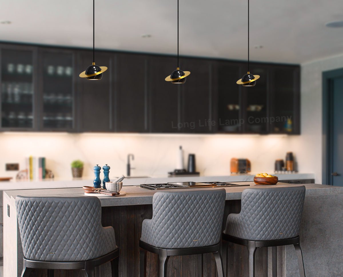 Mini Globe Modern Black Marble Ceiling Pendant Lamp Shade Brass Holder - Energy Light Bulbs - Free delivery on all orders