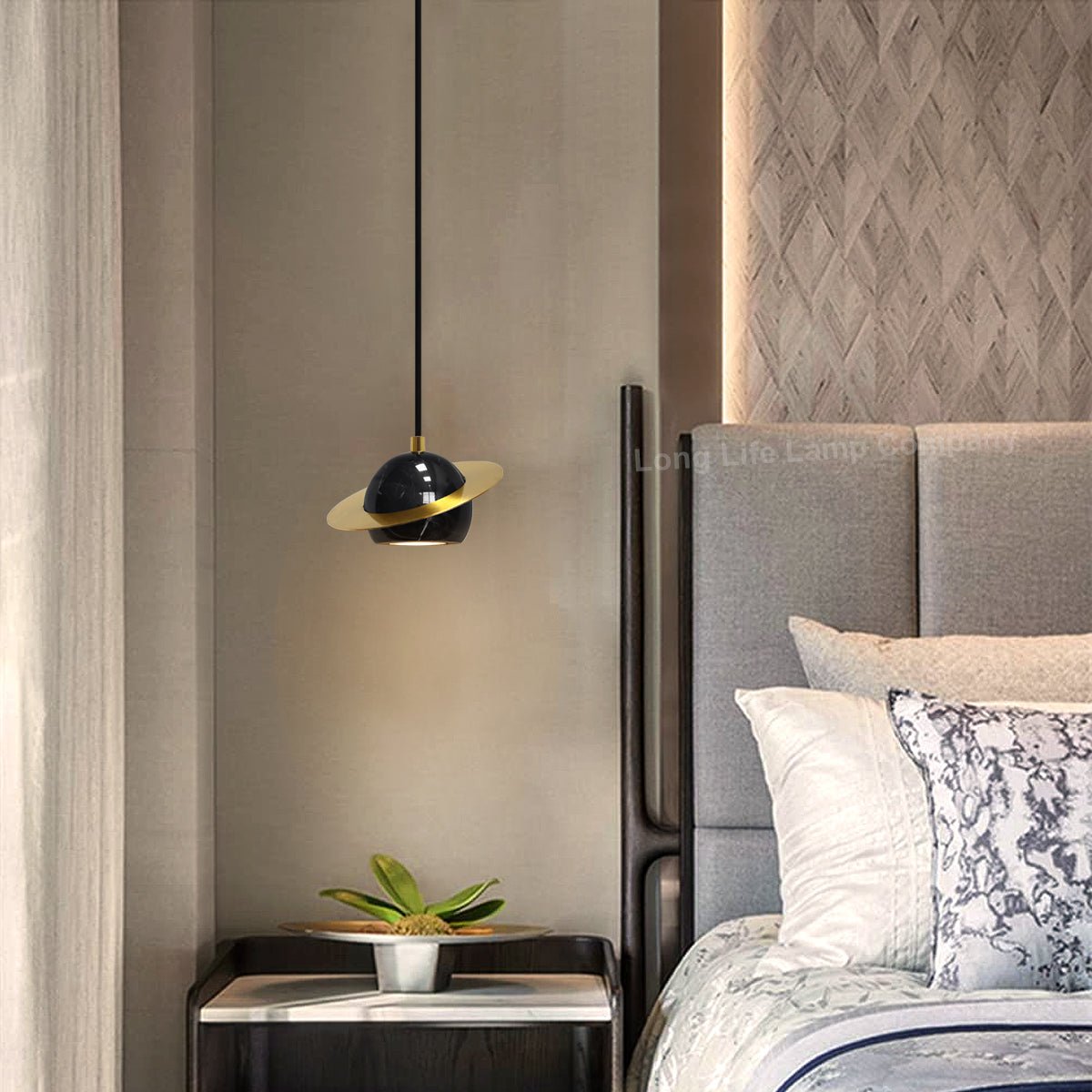 Mini Globe Modern Black Marble Ceiling Pendant Lamp Shade Brass Holder - Energy Light Bulbs - Free delivery on all orders