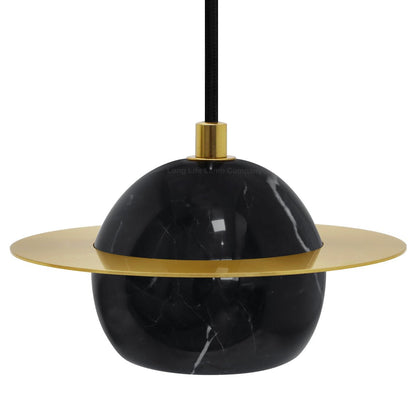 Mini Globe Modern Black Marble Ceiling Pendant Lamp Shade Brass Holder - Energy Light Bulbs - Free delivery on all orders