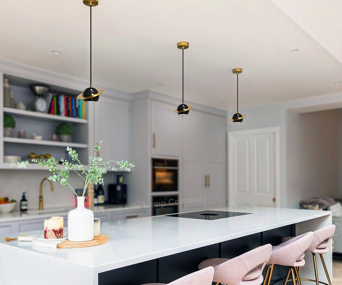 Mini Globe Modern Black Marble Ceiling Pendant Lamp Shade Brass Holder - Energy Light Bulbs - Free delivery on all orders