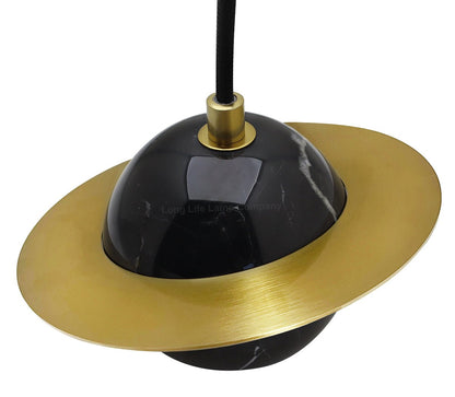 Mini Globe Modern Black Marble Ceiling Pendant Lamp Shade Brass Holder - Energy Light Bulbs - Free delivery on all orders