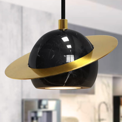 Mini Globe Modern Black Marble Ceiling Pendant Lamp Shade Brass Holder - Energy Light Bulbs - Free delivery on all orders